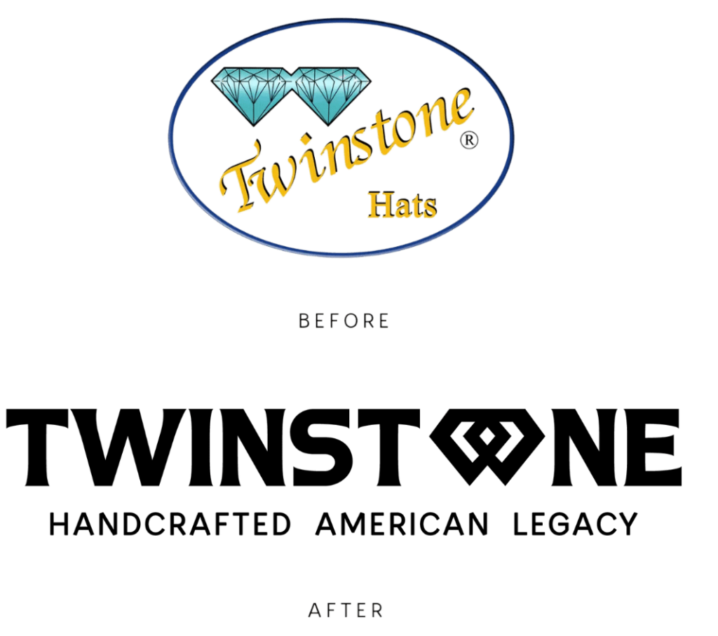 before and after twinstone hats logo