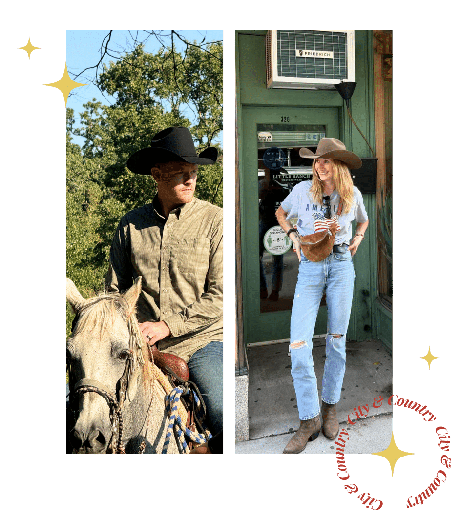 man and woman dress in jeans wearing cowboy hats from twinstone hats